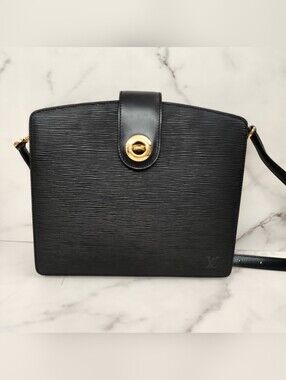 Authentic Vintage Black Epi Leather Louis Vuitton Capucines Shoulder Bag